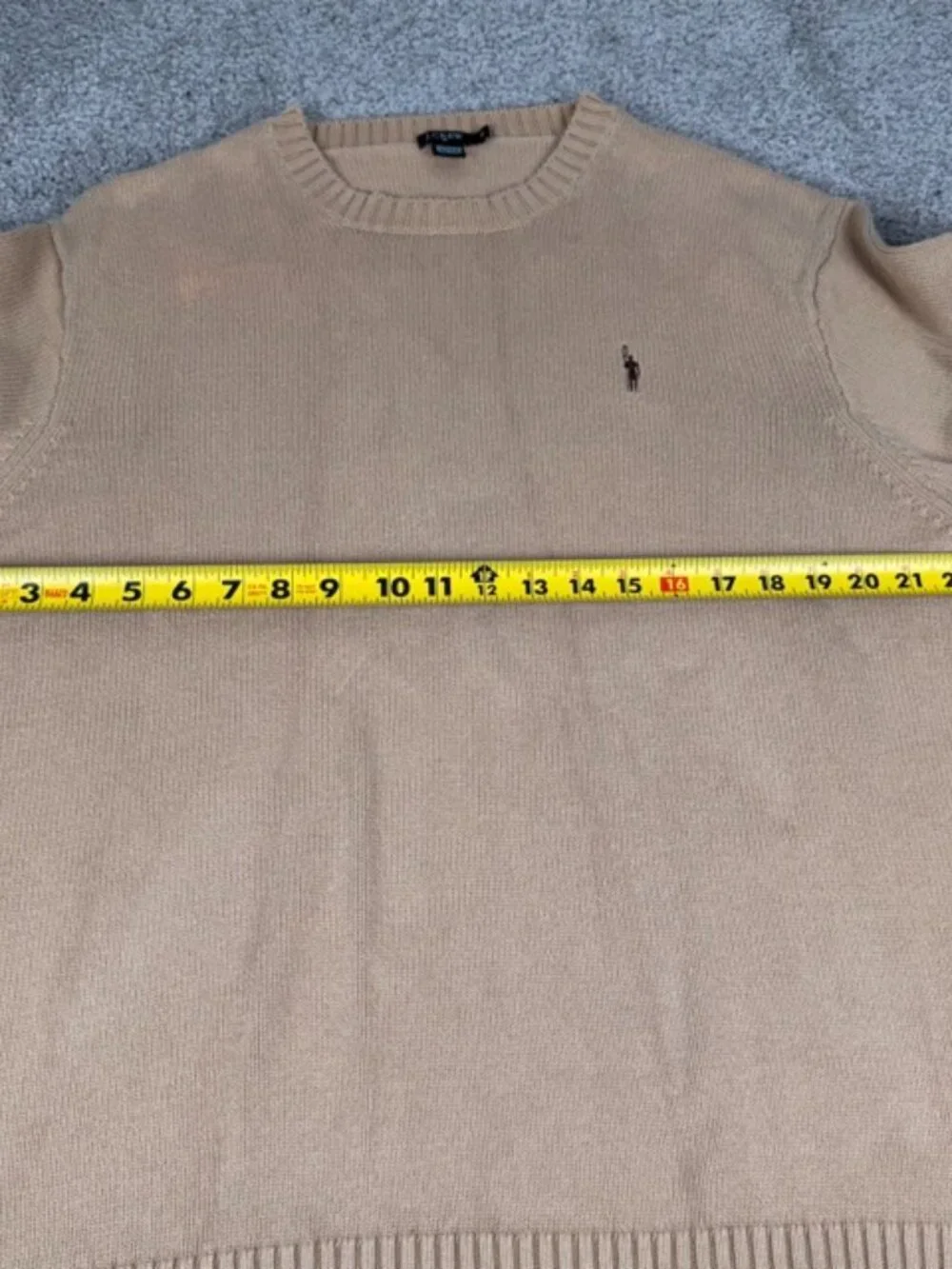Vintage J Crew Sweater Men Camel Color Oarsman Logo Cotton Preppy Knit Size XL